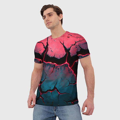 Мужская футболка Объемные разломы текстура / 3D-принт – фото 3