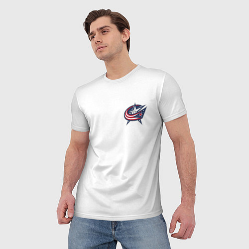 Мужская футболка Columbus blue jackets - Sergey Bobrovsky / 3D-принт – фото 3