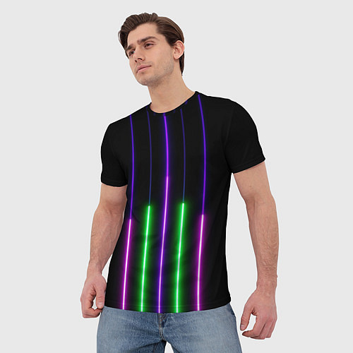 Мужская футболка Color Purple green pink / 3D-принт – фото 3