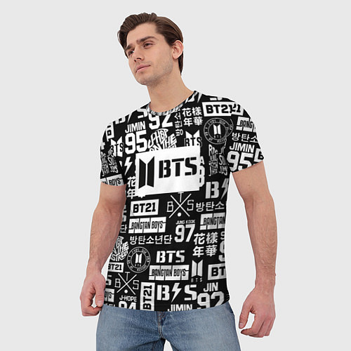Мужская футболка Bangtan Boys pattern black / 3D-принт – фото 3