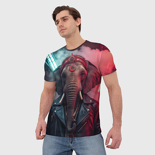 Мужская футболка Cyberpunk elephant / 3D-принт – фото 3