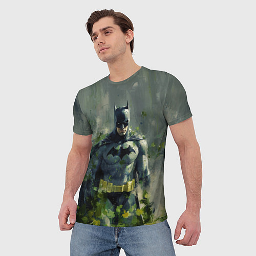Мужская футболка Бэтмен зеленые краски / 3D-принт – фото 3