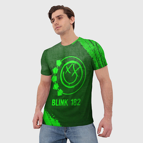 Мужская футболка Blink 182 - green gradient / 3D-принт – фото 3