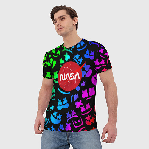 Мужская футболка Marshmello x NASA gradient / 3D-принт – фото 3