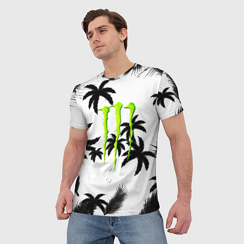 Мужская футболка Monster energy пальмы / 3D-принт – фото 3