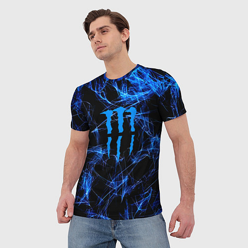 Мужская футболка Monster energy искры дымы / 3D-принт – фото 3