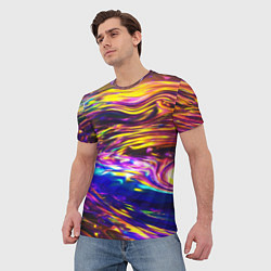 Футболка мужская Неоновые полосы текстура, цвет: 3D-принт — фото 2