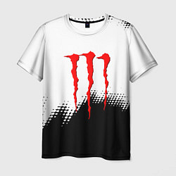 Футболка мужская Monster energy чёрно белые краски, цвет: 3D-принт
