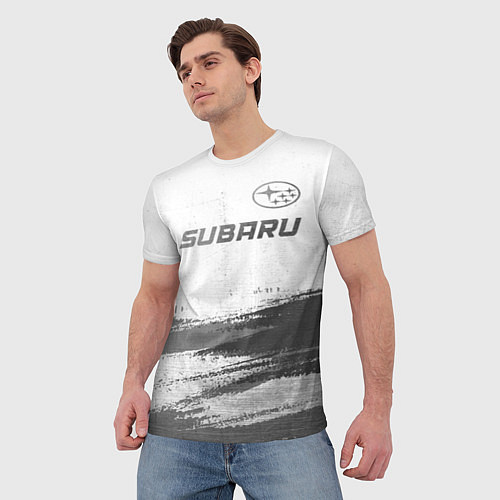 Мужская футболка Subaru - white gradient посередине / 3D-принт – фото 3