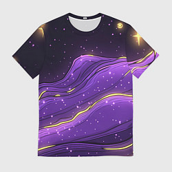 Футболка мужская Фиолетовая текстура с золотыми звездочками, цвет: 3D-принт