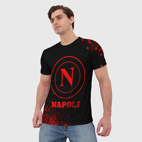 Мужская футболка Napoli - red gradient / 3D-принт – фото 3