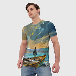 Футболка мужская Мальчик и лодка, цвет: 3D-принт — фото 2