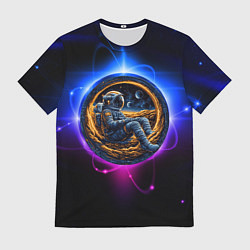 Футболка мужская Космонавт в луне, цвет: 3D-принт