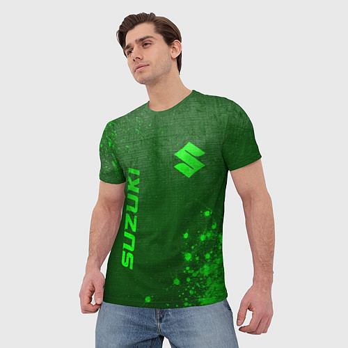 Мужская футболка Suzuki - green gradient вертикально / 3D-принт – фото 3