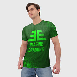 Футболка мужская Imagine Dragons - green gradient, цвет: 3D-принт — фото 2
