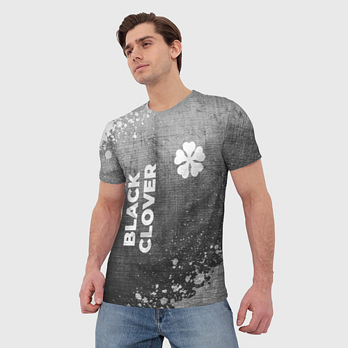 Мужская футболка Black Clover - grey gradient вертикально / 3D-принт – фото 3
