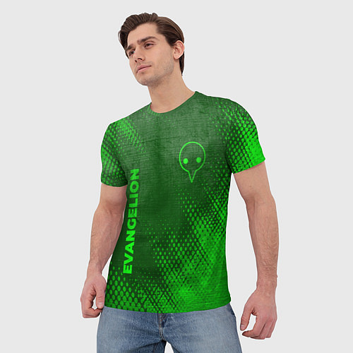 Мужская футболка Evangelion - green gradient вертикально / 3D-принт – фото 3