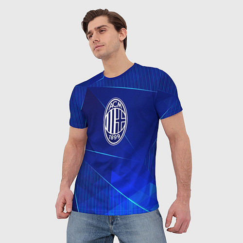 Мужская футболка AC Milan blue poly / 3D-принт – фото 3