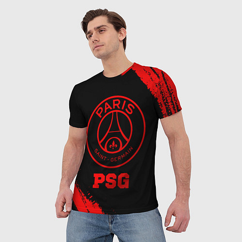 Мужская футболка PSG - red gradient / 3D-принт – фото 3