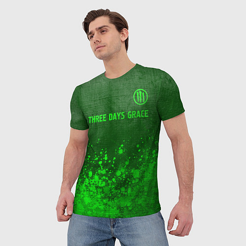 Мужская футболка Three Days Grace - green gradient посередине / 3D-принт – фото 3