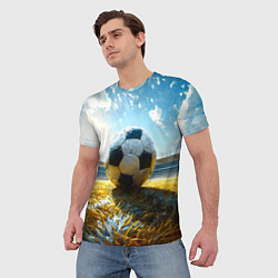 Футболка мужская Футбольный мяч на стадионе, цвет: 3D-принт — фото 2