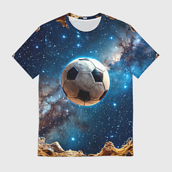 Футболка мужская Футбольный мяч в космосе, цвет: 3D-принт