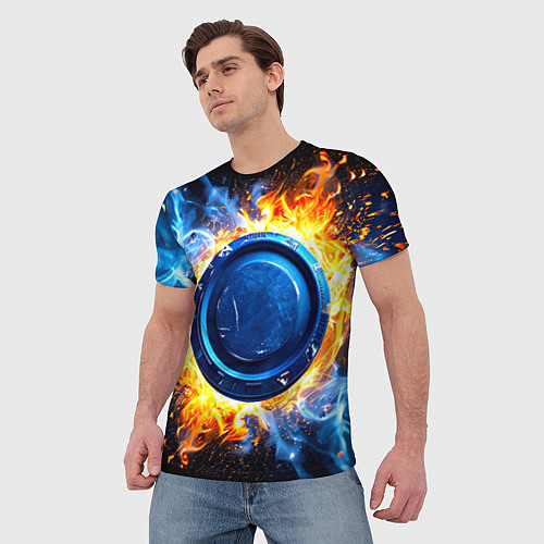 Мужская футболка Шайба в синем пламени / 3D-принт – фото 3