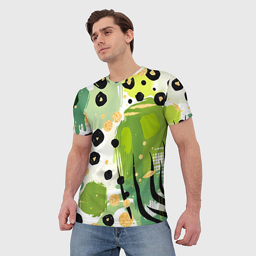 Мужская футболка Зеленый анималистичный паттерн / 3D-принт – фото 3