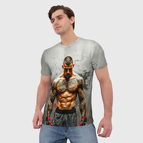 Мужская футболка Дастин Порье на сером / 3D-принт – фото 3