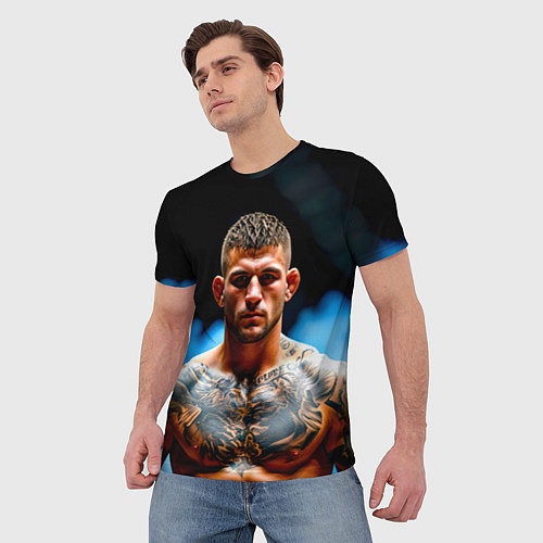 Мужская футболка Дастин Порье в дыму / 3D-принт – фото 3
