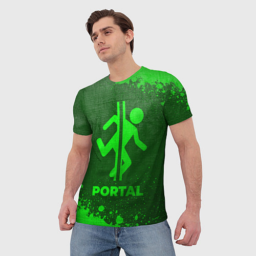 Мужская футболка Portal - green gradient / 3D-принт – фото 3