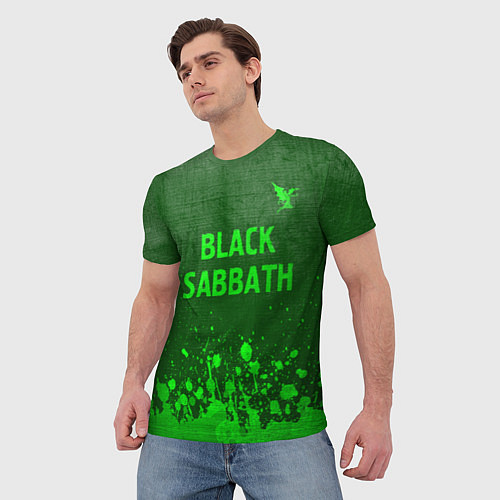 Мужская футболка Black Sabbath - green gradient посередине / 3D-принт – фото 3