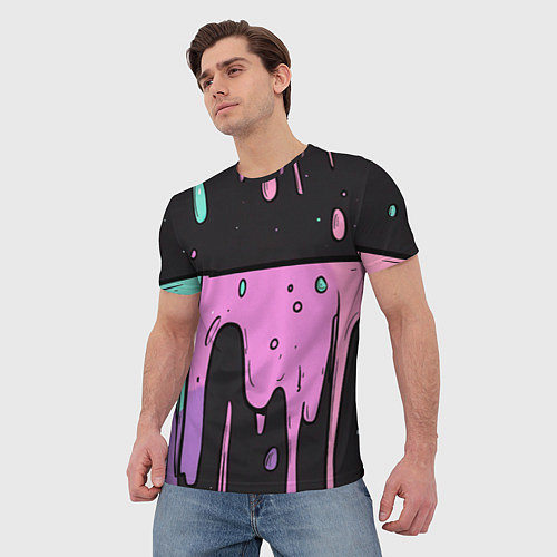 Мужская футболка Стекающая краска текстура / 3D-принт – фото 3