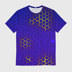 Футболка мужская Неоновые соты броня, цвет: 3D-принт