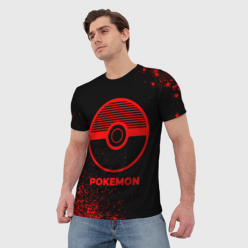 Мужская футболка Pokemon - red gradient / 3D-принт – фото 3