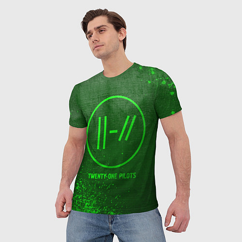 Мужская футболка Twenty One Pilots - green gradient / 3D-принт – фото 3