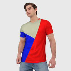Футболка мужская Серо-сине-красный трёхцветный, цвет: 3D-принт — фото 2