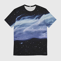 Футболка мужская Синяя волна в космосе - текстура, цвет: 3D-принт