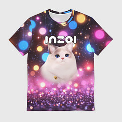 Футболка мужская Inzoi кошечка и логотип, цвет: 3D-принт