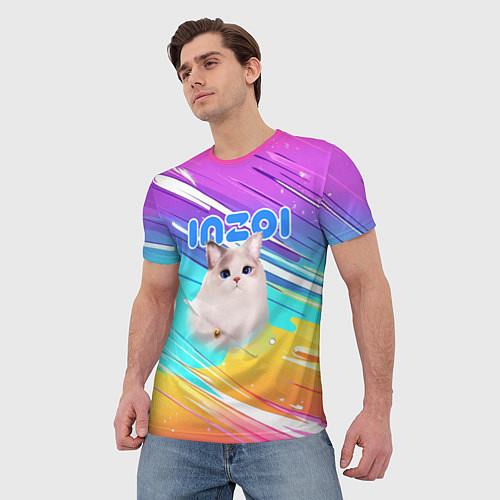 Мужская футболка Inzoi кошечка на радужном фоне / 3D-принт – фото 3