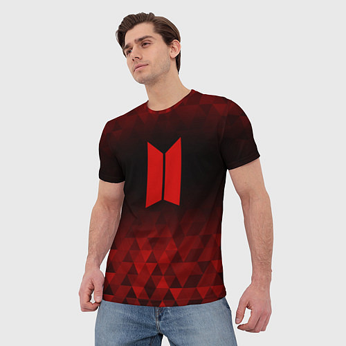 Мужская футболка BTS red poly / 3D-принт – фото 3