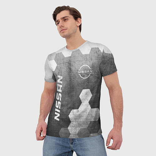 Мужская футболка Nissan - grey gradient вертикально / 3D-принт – фото 3