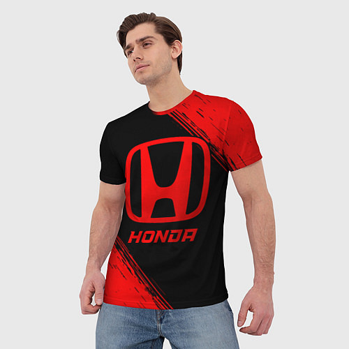 Мужская футболка Honda - red gradient / 3D-принт – фото 3