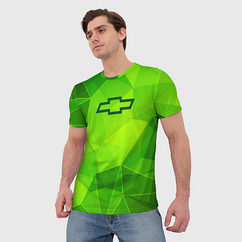 Мужская футболка Chevrolet green poly / 3D-принт – фото 3
