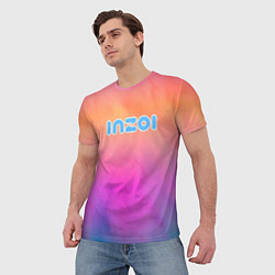 Футболка мужская Inzoi розово-оранжевый фон, цвет: 3D-принт — фото 2