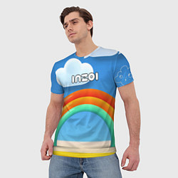 Футболка мужская Inzoi объемная радуга и облака, цвет: 3D-принт — фото 2