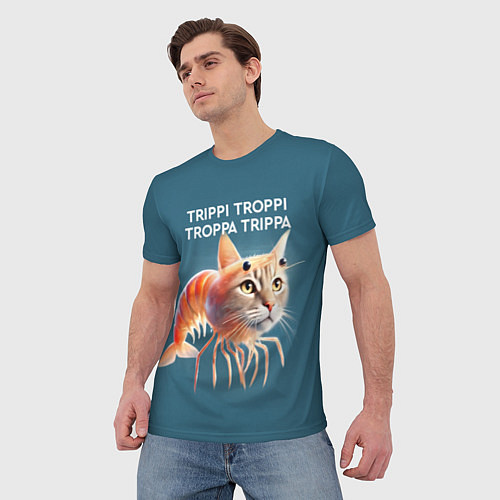 Мужская футболка Trippi troppi troppa trippa - brainrot cat meme / 3D-принт – фото 3