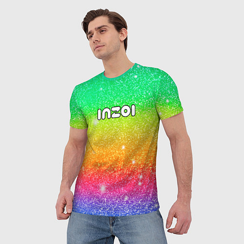 Мужская футболка Inzoi блестящий радужный фон / 3D-принт – фото 3
