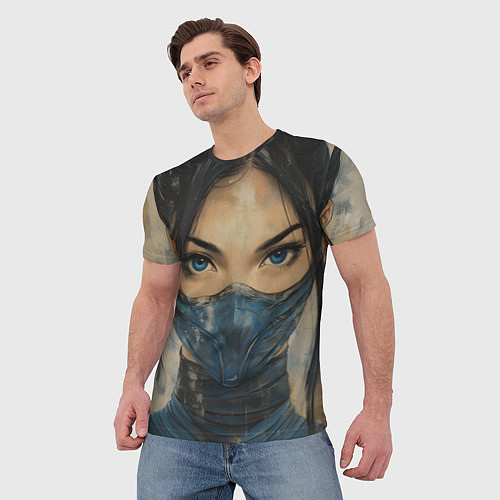 Мужская футболка Портрет Китаны - Мортал комбат / 3D-принт – фото 3