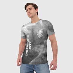 Футболка мужская Cyberpunk 2077 - grey gradient вертикально, цвет: 3D-принт — фото 2